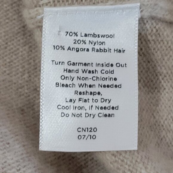 Talbots Button Up Cardigan Womens XL Beige Lambswool Rabbit Hair Sequins - Picture 5 of 5